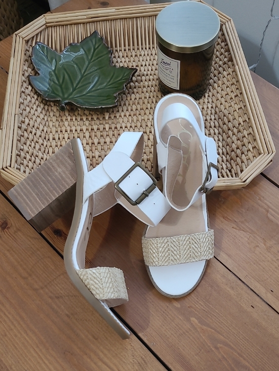 CCOCCI Shoes - White And Rattan Chunky Heels
